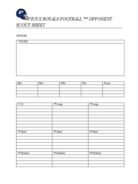 football offensive scouting report template